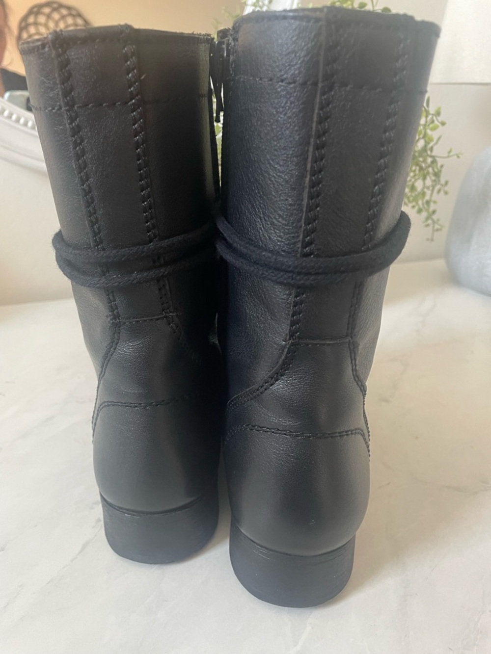 Steve Madden Black Lace-Up Combat Boots with Side Zip - Picture 3 of 5